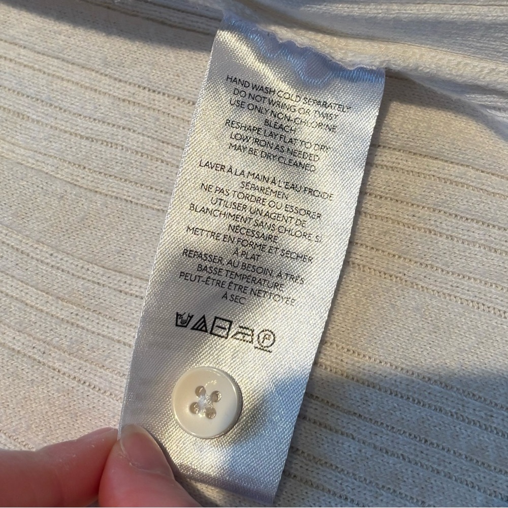 Free People Long Cream Ribbed Button-Front Cardigan - Picture 9 of 9